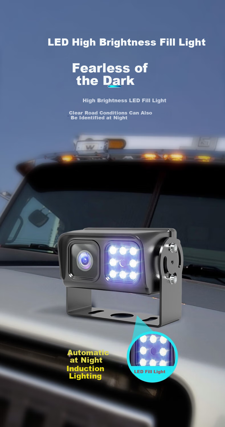 YOELBAER Truck-Specific Reversing Camera, 12V/24V Harvester Cab Display, High-Definition Night Vision, Waterproof Camera 4