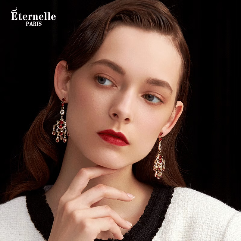 Eternelle European And American Original Design Earrings for Women, Elegant Internet Celebrity Versatile High-End Retro Style Ear Jewelry