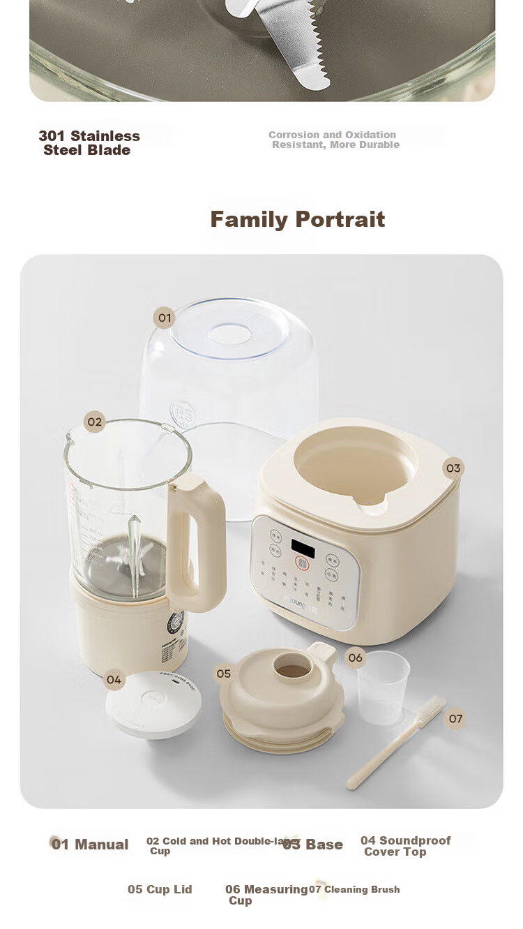 Joyoung Home Use 1.2L Programmable Blender Soy Milk Maker with One-Button Cleaning High-Speed Blender L12-P199 5