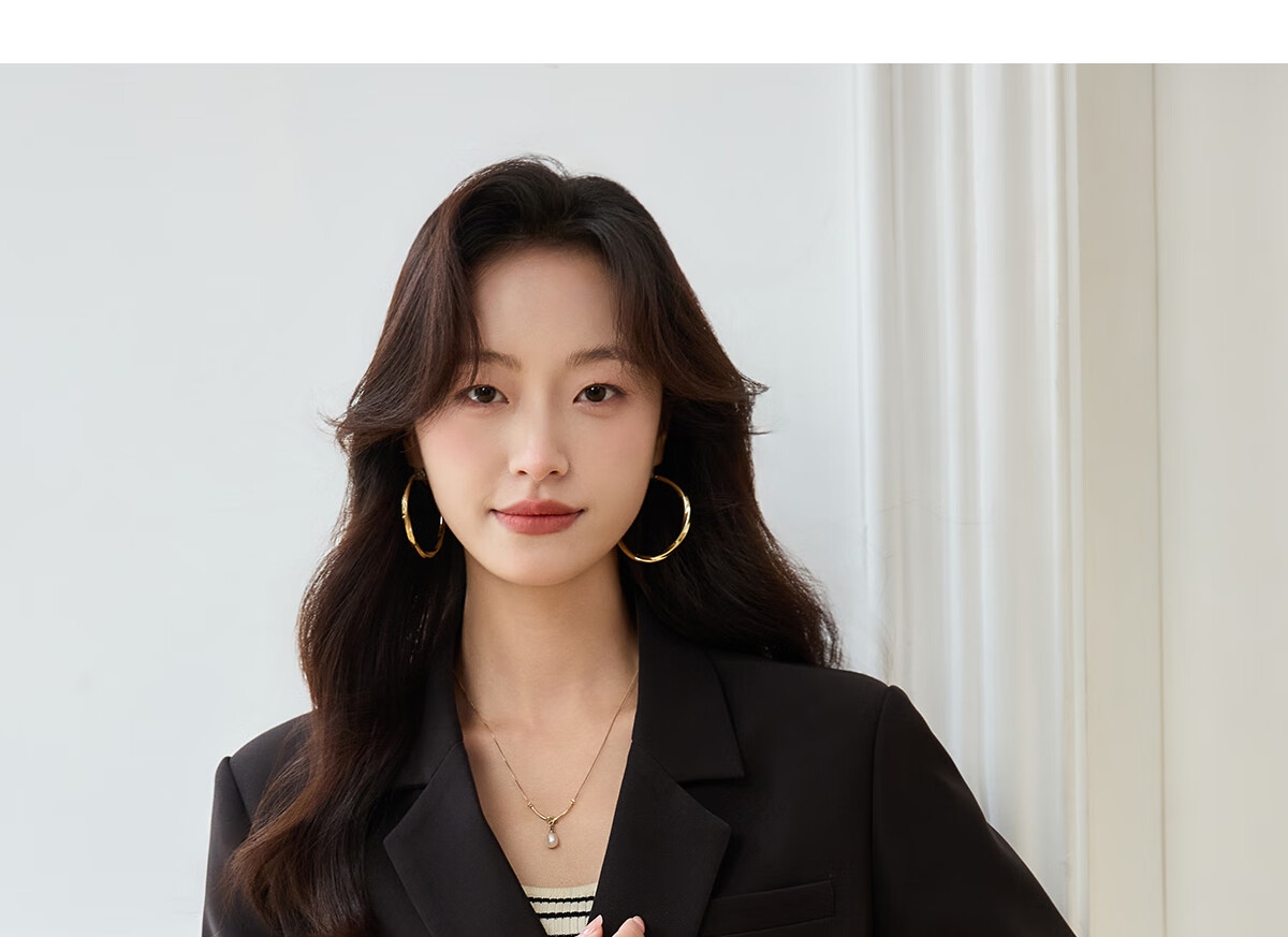 PinCai Women's Black Short Blazer Suit Jacket Casual Long Sleeve Shoulder-Padded Professional Workwear P51U001 21