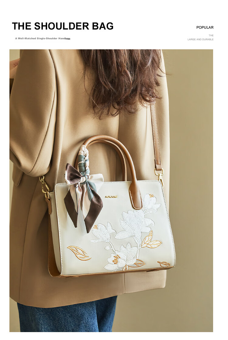 Aokang Women's Handbag, Trendy Cowhide Embroidered Tote Bag, Light Luxury Crossbody Shoulder Bag, Birthday Mother's Day Gift for Mom Or Wife 13