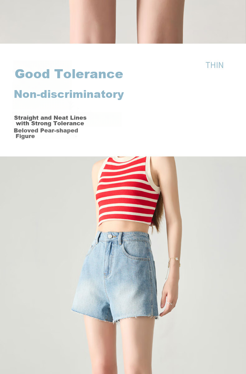 LangSha Women's Loose-Fit Denim Shorts, Lightweight for Summer, Frayed Edges, Straight-Leg Slimming A-Line Wide-Leg Pants, Casual Versatile Hot Pants for Outdoor Wear 13