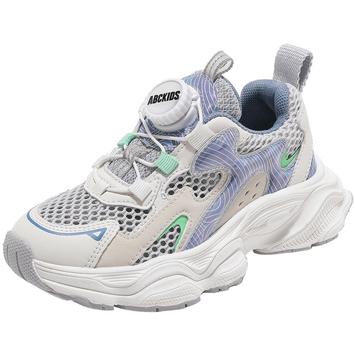 ABC KIDS Girls' Summer Fashion Versatile Sneakers, Single Mesh Boys' Breathable Running Shoes, Children's Sandals, Beige/gray Blue, Size 36