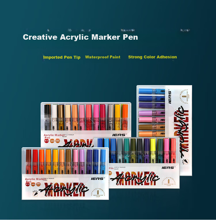 Aiersi IERS 601 Acrylic Marker Set, Creative Hand-Drawn Waterproof DIY Paint Shoes, Acrylic Pens for Students And Art Majors, Skin Color Painting Graffiti Pens, 48-Color Set for Art Sketching 1