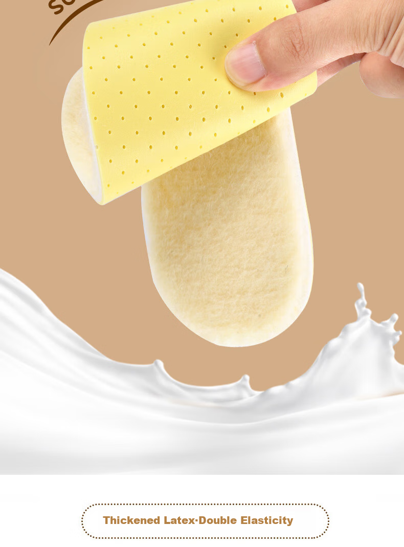 FOOTOPPO Latex Wool Insoles for Women, Winter Cold-Proof Warm Fleece-Lined Insoles for Men, Thick Soft-Soled Fleece Linings for Winter 7