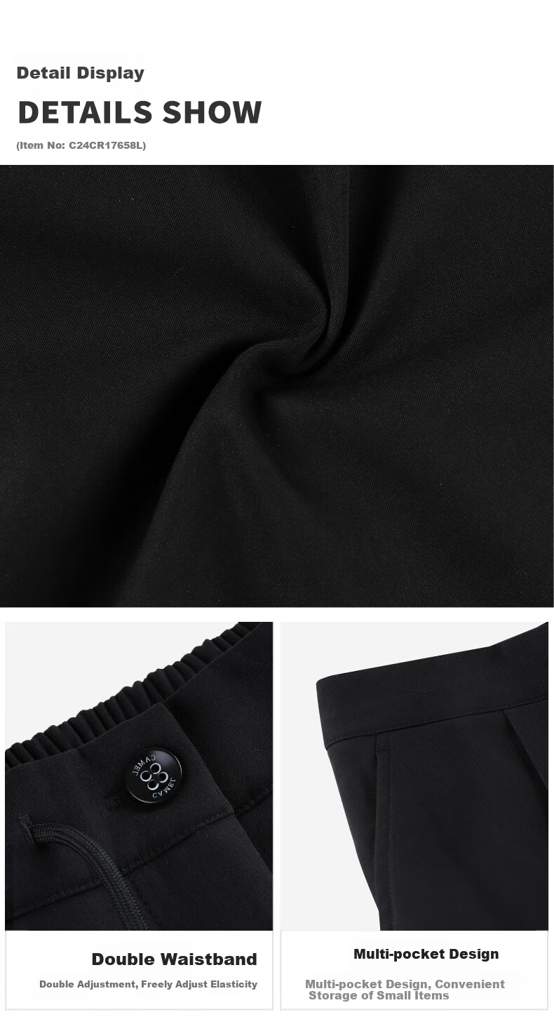 CAMEL Functional Cargo Parachute Pants, Unisex Drawstring Wide-Leg Trousers, 733CAYL6016C, Charcoal Gray, Size L 30
