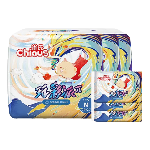 Chiaus [No Melamine Detected] Colorful Diapers, M Size, 78+6 Pieces, Baby Diapers, Dry And Breathable