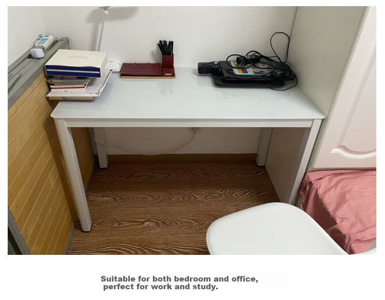 Fanshe Computer Desk, Minimalist Modern Design with Cable Grommet, Glass Desk for Study, Office, Home Use, Dual-Purpose Desk for Dining Room 12