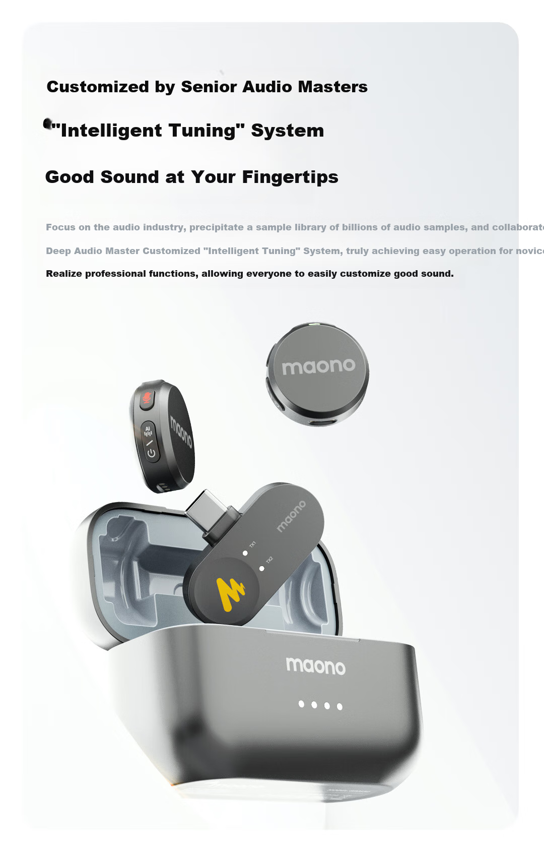 Maono T5 Wireless Lavalier Microphone, Live Streaming Mic with Two Channels, AI Noise Reduction, Mobile Phone Audio Pickup, Short Video Recording, Camera Microphone, Shanke Lightning Versio 10