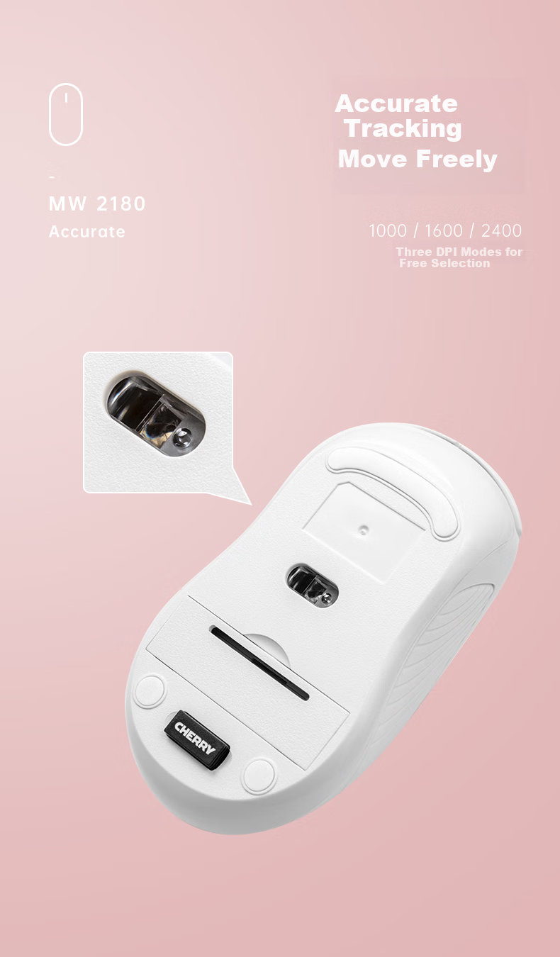 CHERRY MW2180 Wireless Mouse, Office Mouse, Portable Mouse, Laptop Mouse, Pear White Color 7