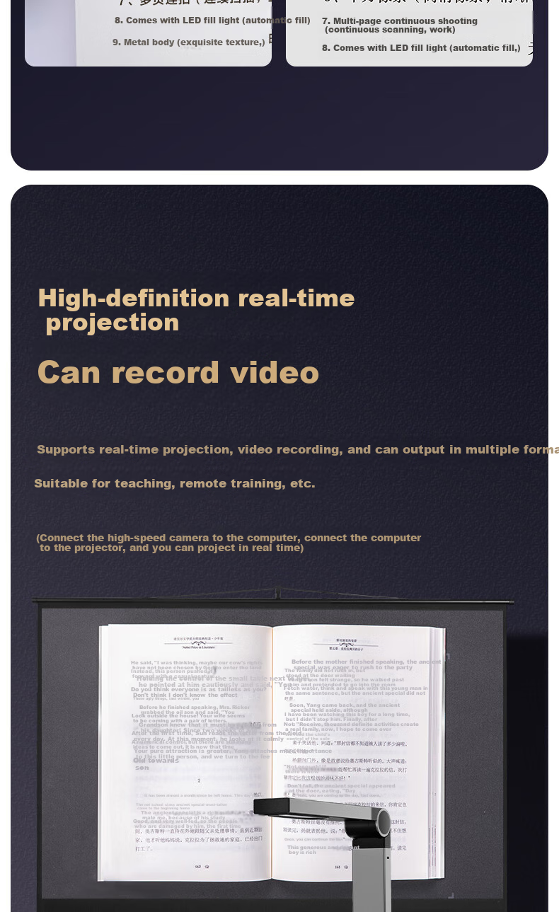 Deli AI Intelligent Scanner High-Speed Camera, 22 Million Pixels Automatic Continuous Scanning Video Display Stand, Photo And Document High-Speed Scanning with Auto Focus, A4 Soft Base GK146 1