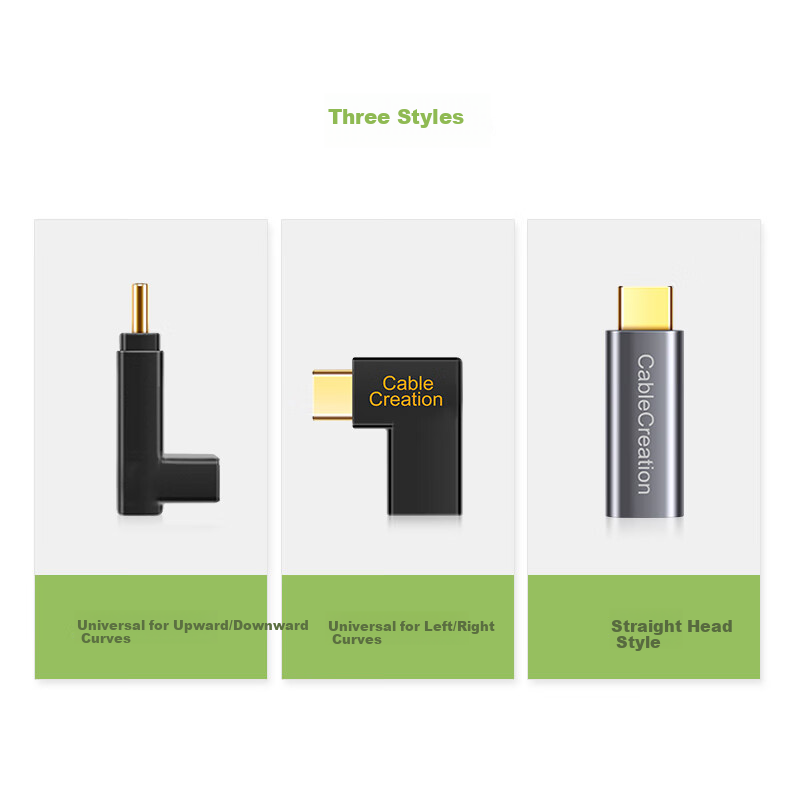 一绳CABLE CREATION CC0840 Type-c公对母转换头 弯头90度 usb-c直通头转换器type-c转接头延长线10G传输