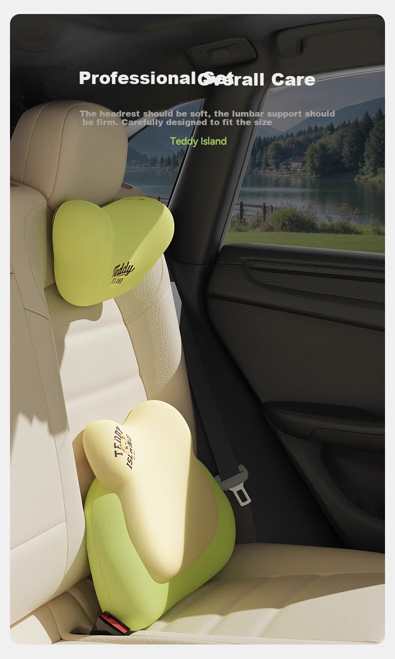 HELLOLEIBOO [Teddy Love Lan Collaboration] Car Lumbar Support Cushion, Seat Backrest Pad, Neck Pillow for In-Car Use 10