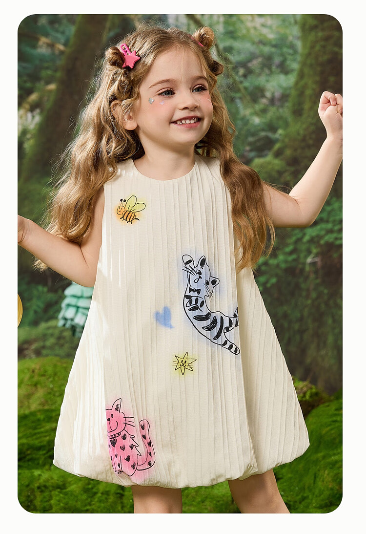 ASK JUNIOR Children's Dress, Summer Vacation Girls' Sleeveless Tank Dress, Hand-Painted Princess Dress 1