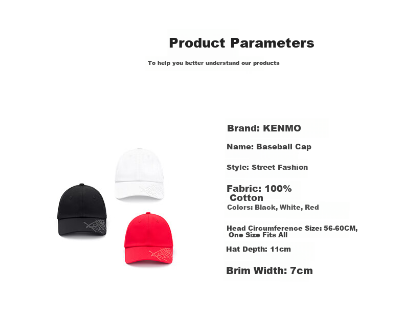 KENMO Street Baseball Cap with Smiley Face Woven Label, Sun Protection Soft Top Hat for Men And Women Gift, Black, One Size Fits All 7