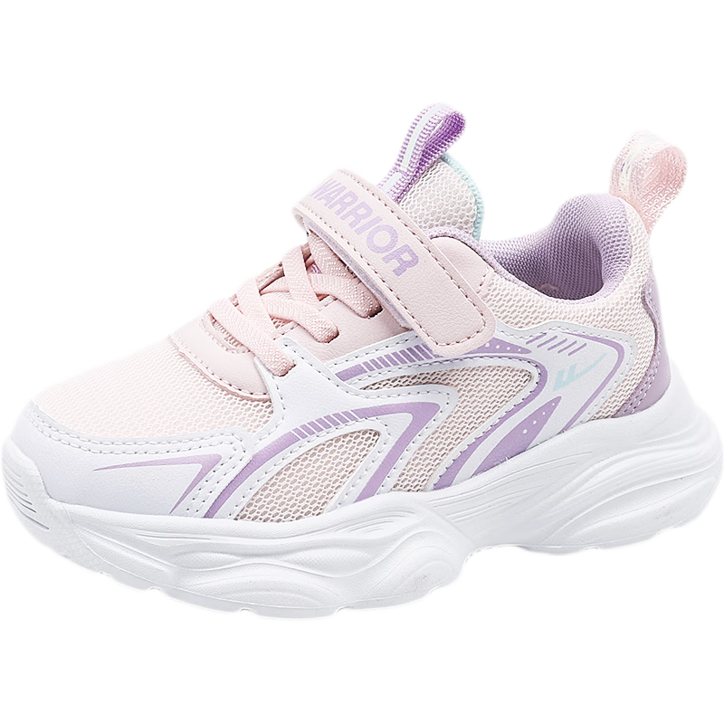 Warrior Children's Running Shoes, New Spring Sports Shoes, Breathable White Sneakers, WZ-B438T, Pink-White Size 29