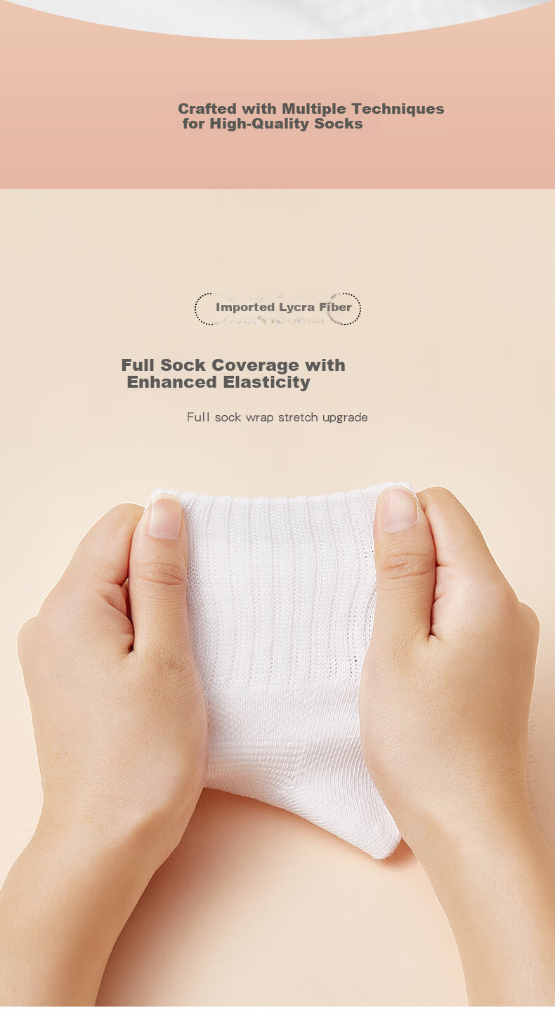 Banbi Children's Socks, Student White Socks, Thin Spring And Autumn Style, Boys' Solid Color Mid-Calf Cotton Socks for Summer, BB2081, Size 20-22 7