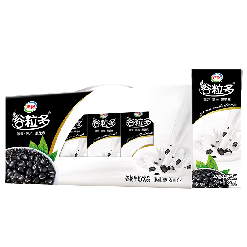 伊利【新鲜日期】谷粒多 黑谷牛奶饮品整箱 250ml*12盒 礼盒装