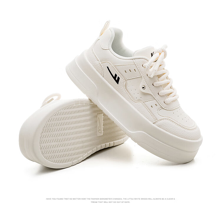 Warrior Official Women's Casual Shoes 2026 Spring New Versatile Height-Increasing Sneakers Beige 38 (240mm) 19