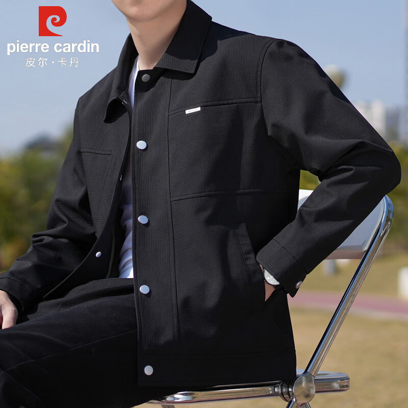 Pierre Cardin Men's Jacket Spring Autumn Winter Trendy Loose Workwear Casual Top Black XL
