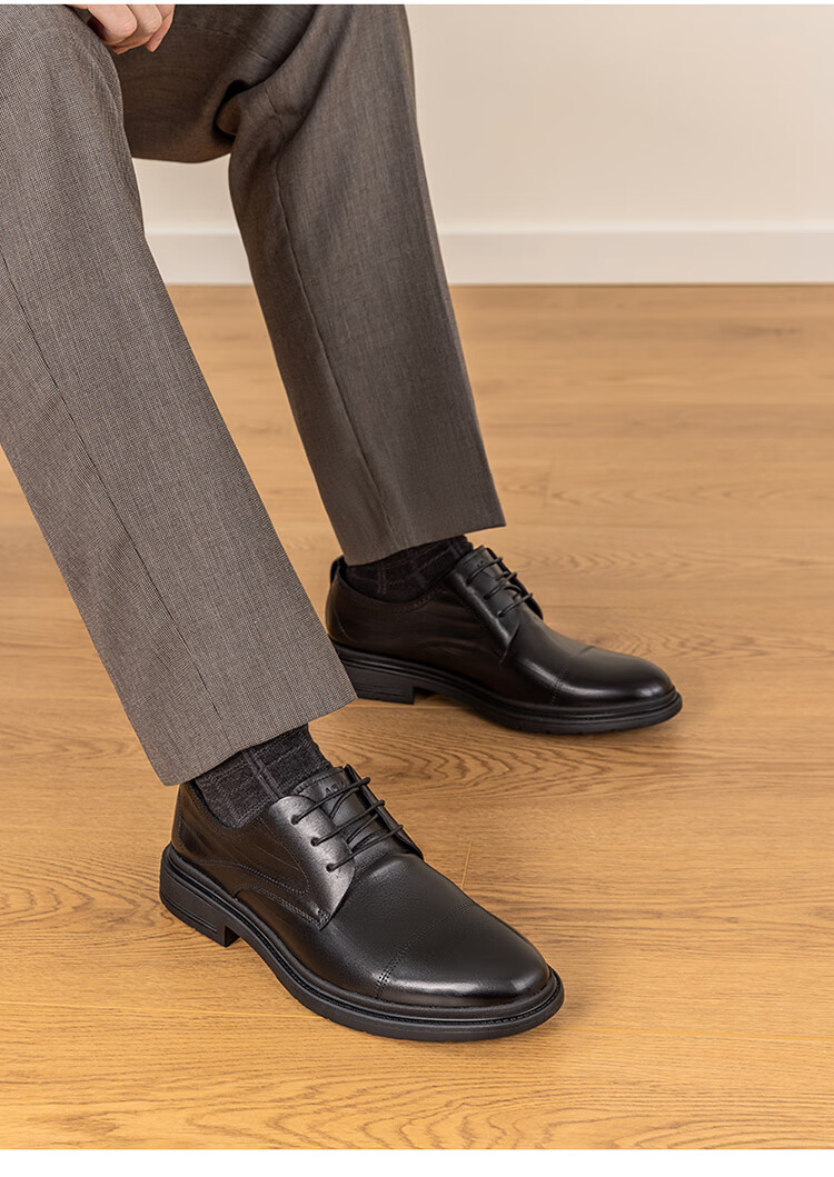 Aokang Men's Shoes, Spring Business Formal Leather Shoes, Men's Work Commute Lace-Up Leather Shoes, Black, Size 39 9