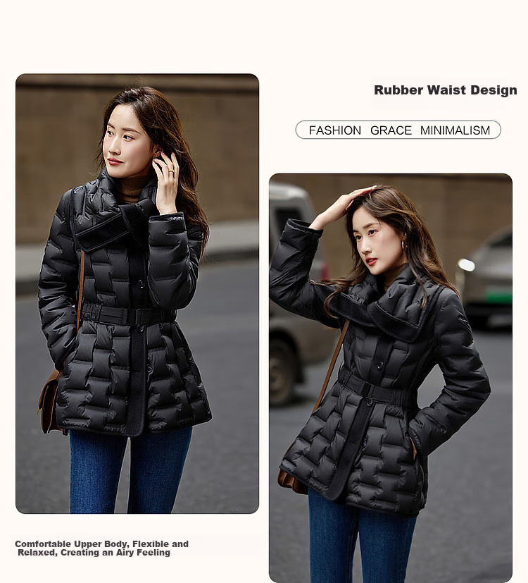 Dme [Black Pearl Edition Slim Waist] Winter Lightweight High Warmth 90% Duck Down Elastic Waistband Short Women's down Jacket 5