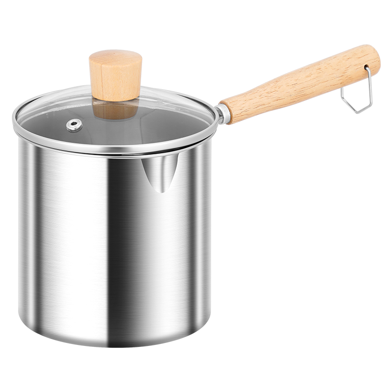 KEGOO 304 Stainless Steel Frying Pan with Oil Strainer, Home Use Small Deep Fryer for Skewers, Tempura And Fried Eggs KG545