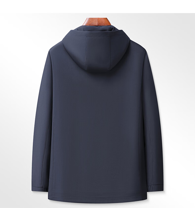 Shanshan Men's Spring Autumn Jacket with Detachable Hood Business Casual Versatile Trench Coat Dad Style 7