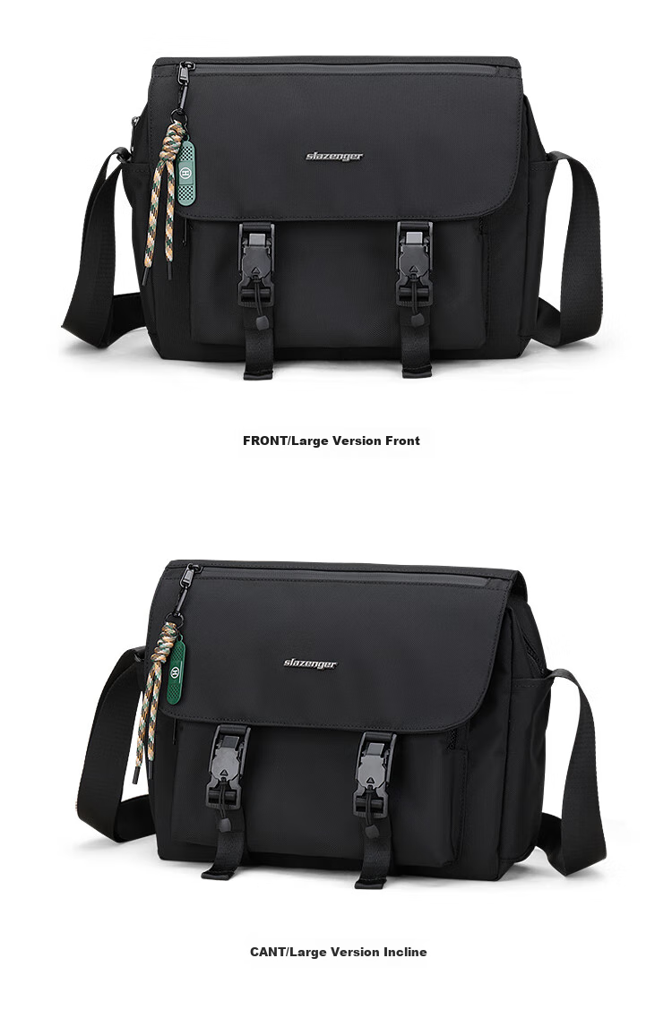 Slazenger Trendy Functional Magnetic Buckle Crossbody Bag Shoulder Bag Lightweight Large Capacity Messenger Bag, Black Extra-Large Versio 15