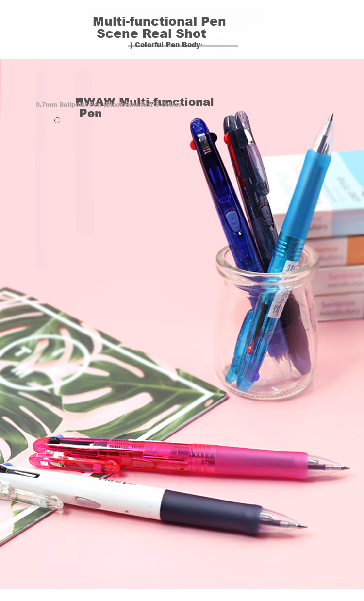 ZEBRA Multi-Function Tri-Color Ballpoint Pen, Black/Blue/Red 0.7mm Multi-Color Pen, Student Business Office Signing Pen B3A3, Transparent Barrel 2
