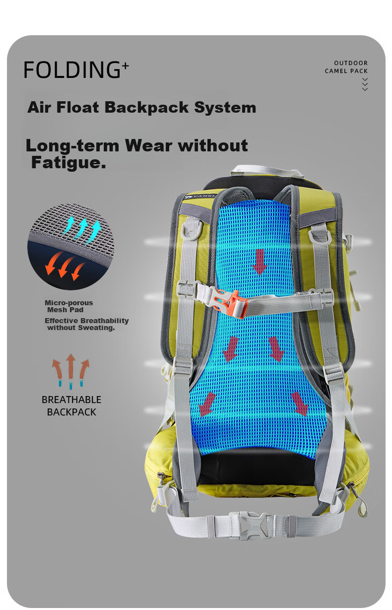 CAMEL Dawn Outdoor Lightweight Hiking Backpack, Sports Camping Leisure Travel Mountaineering Pack, Lemon Yellow 5