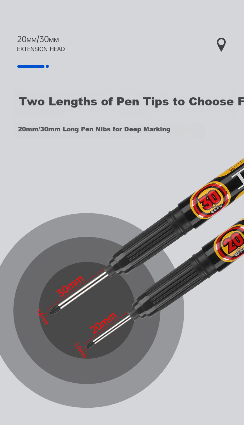 BAOKE MP2935 Long-Head Engineering Marker Pen, Oil-Based Multi-Purpose, 30mm Long Tip, Fine-Tip Marker Pen, Green, 12 Pcs/box 2