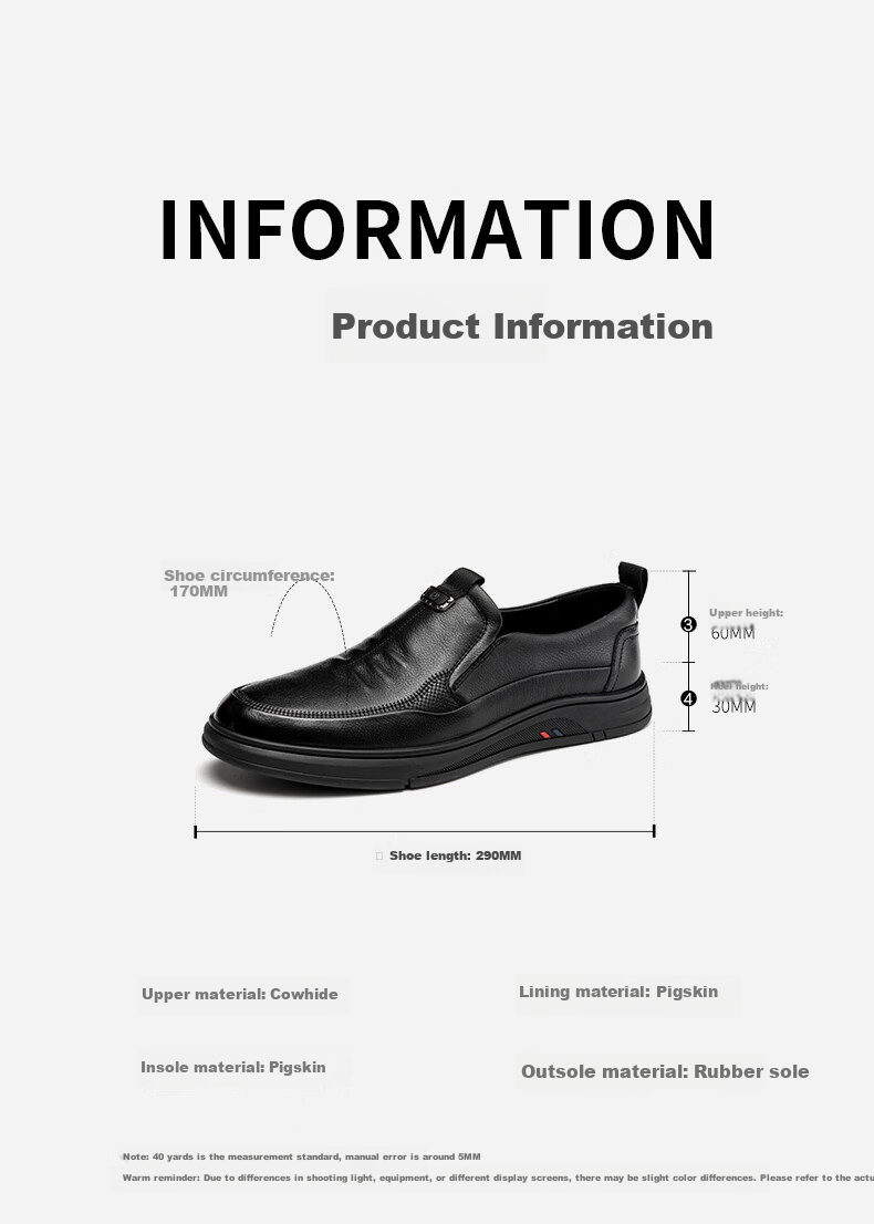 Aokang Business Casual Shoes for Men, Cowhide Leather Soft-Soled Slip-On Comfortable Loafers, Black, Size 40 1