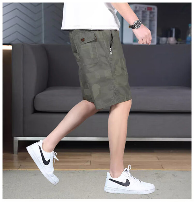 JEEP SPIRIT Men's Shorts, Sports Summer Wear Pants, Beach Casual Five-Point Shorts, American Workwear Style, Pure Cotton Mid-Length Pants 9
