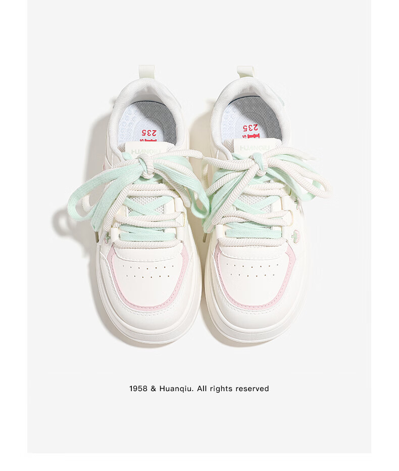 Global Women's White Sneakers Casual Thick Sole Height Increasing Fashion Sports Bread Shoes Light Blue Size 40 4