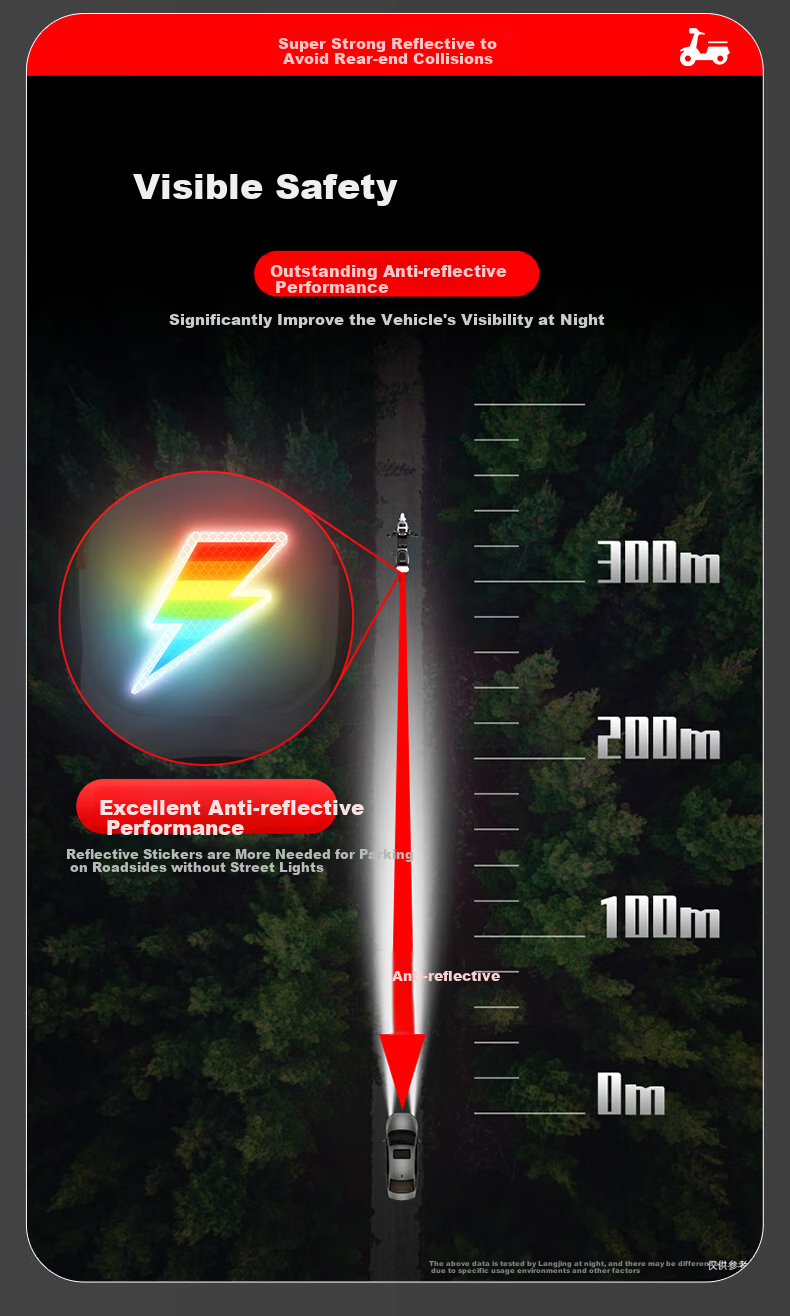 3M Reflective Warning Tape, Luminous Sticker, Electric Vehicle Motorcycle Car Scratch Cover, Diamond Grade - Dazzling Lightning, 10.2cm*10.6cm (1 Piece Per Bag) 1
