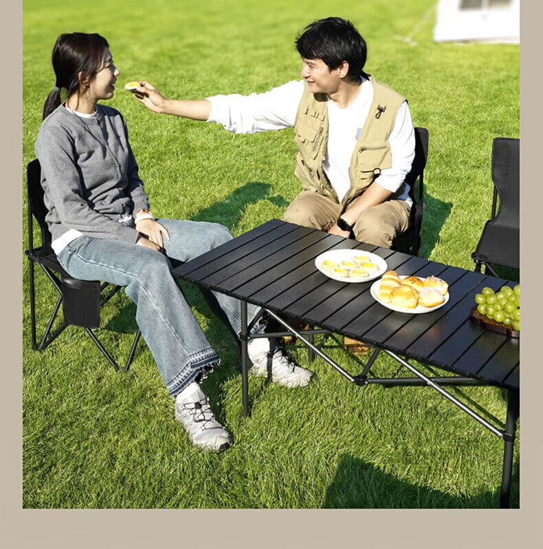 Gosoo Camping Gear Full Set Outdoor Folding Table and Chairs Portable Picnic Roll-Up Table One Table Four Chairs 2