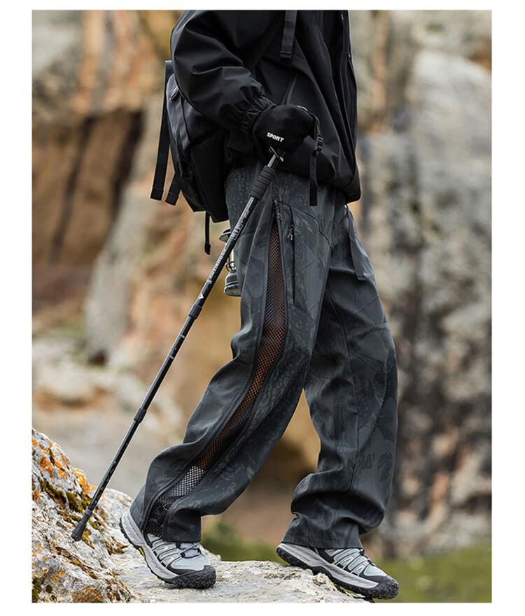 JEEP SPIRIT Men's Pants, Autumn And Winter Workwear Casual Trousers, Loose Straight-Leg Tactical Sports Trendy Hiking Pants 7