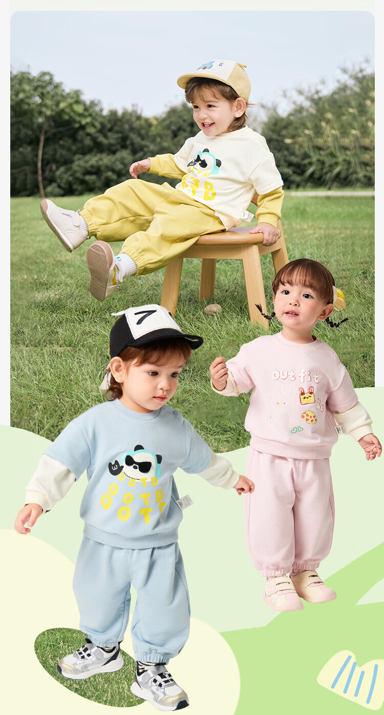 BALABALA Children's Clothing, Baby Long-Sleeve Set, Infant Clothes, Boys And Girls Two-Piece Suit, Spring Outfit, New Style Cute 5