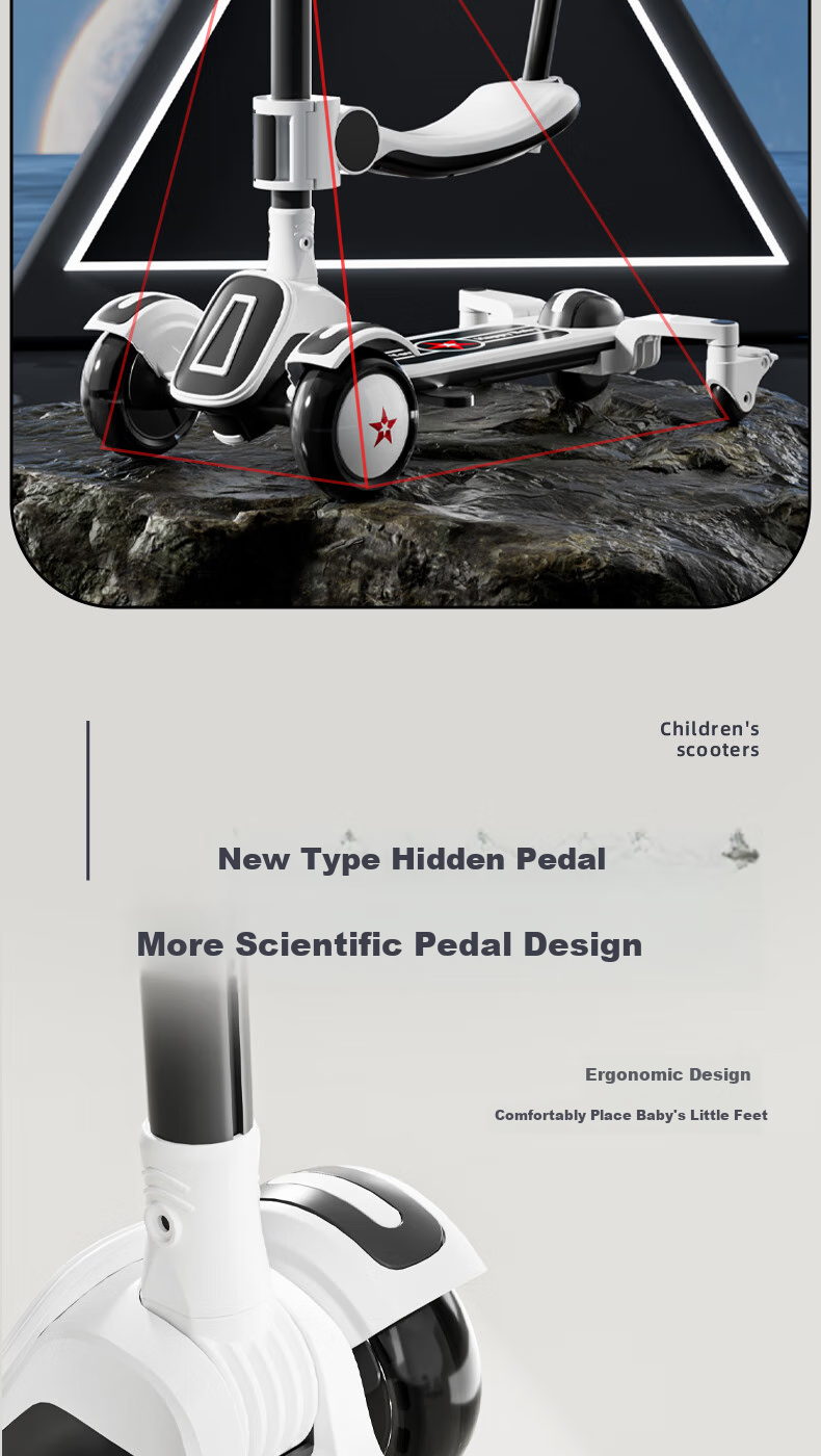 Strolex Six-In Children's Scooter for Ages 1-6, Foldable Ride-On Scooter with Music And Lights 5