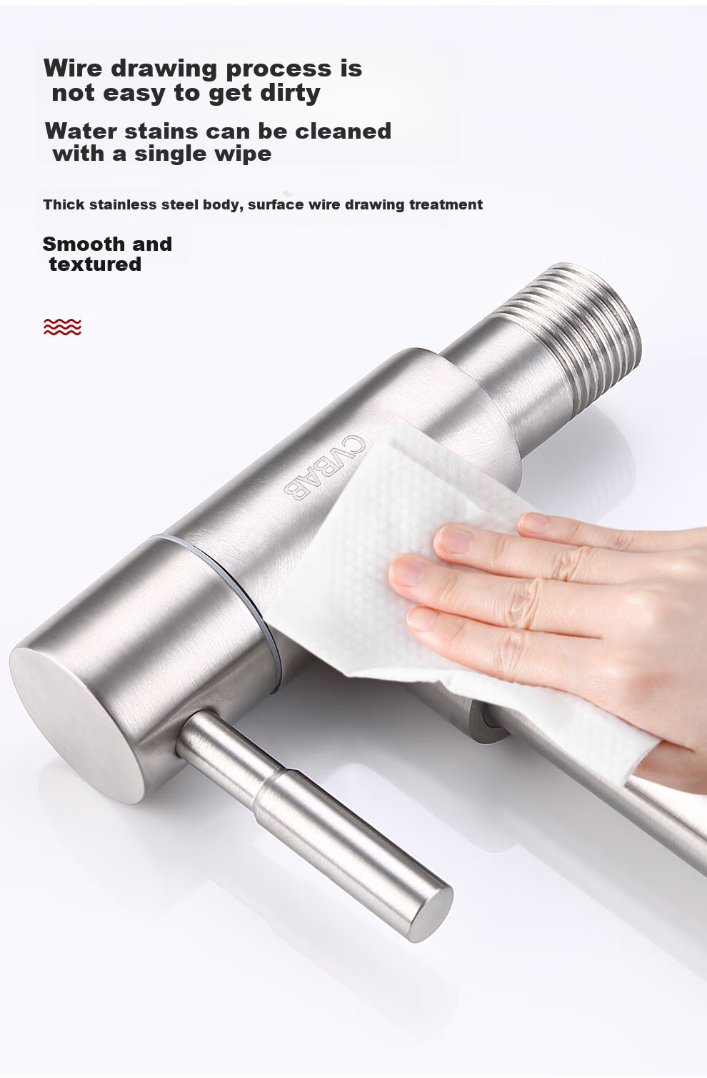 CVBAB 304 Stainless Steel Kitchen Faucet, Laundry Sink Tap, Quick-Open Single Cold Wall-Mounted Faucet CV1775 9