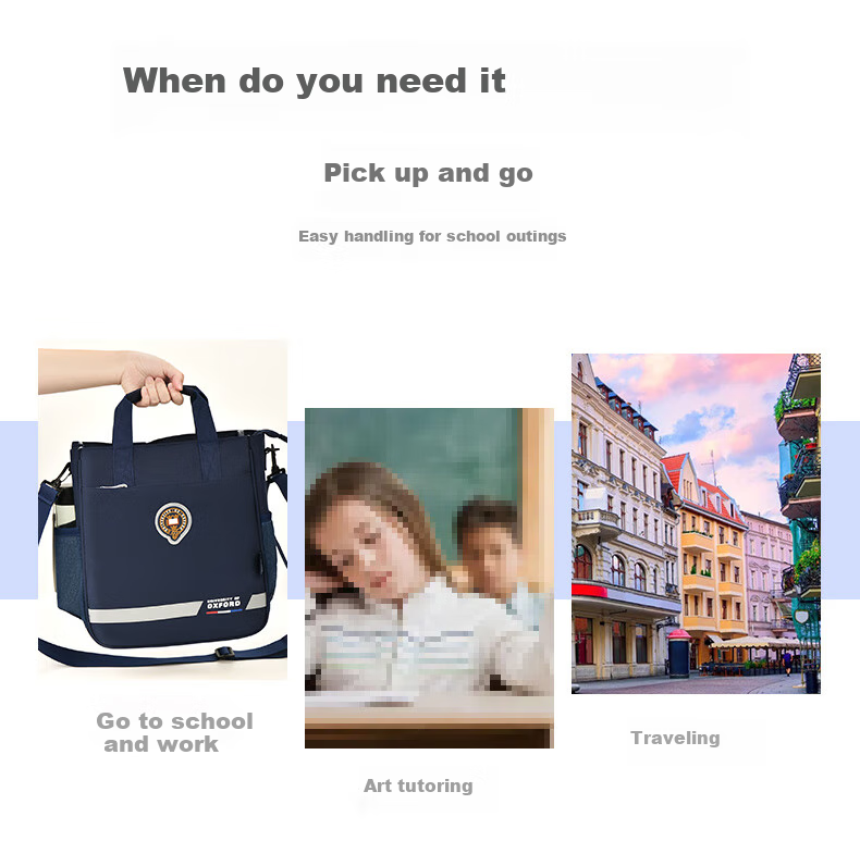 UNIVERSITY OF OXFORD Tutoring Bag for Primary School Students, Boys And Girls Handheld Bag, Hand-Held Bookbag, Children's Crossbody Bag, Tutoring Bag, Backpack 1194 Purple 3