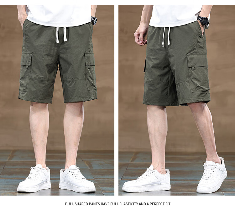 JEEP High-End Ice Silk Cargo Shorts for Men, 2026 Summer Loose Casual Pants, Quick-Dry Mid-Length Shorts for Me 8
