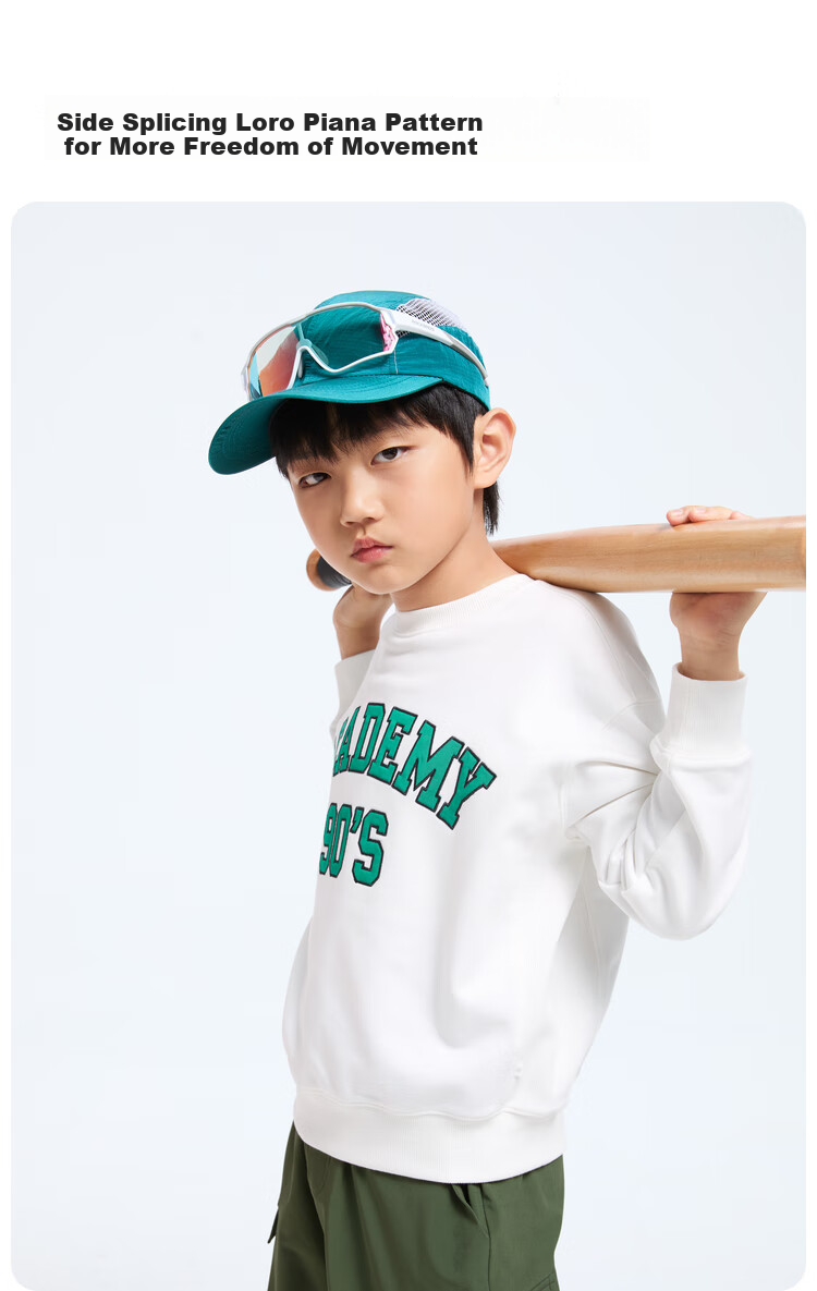 Annil Boys' Round Neck Long-Sleeve Sweatshirt, 2024 Autumn New Style, Off-White, Size 110 3