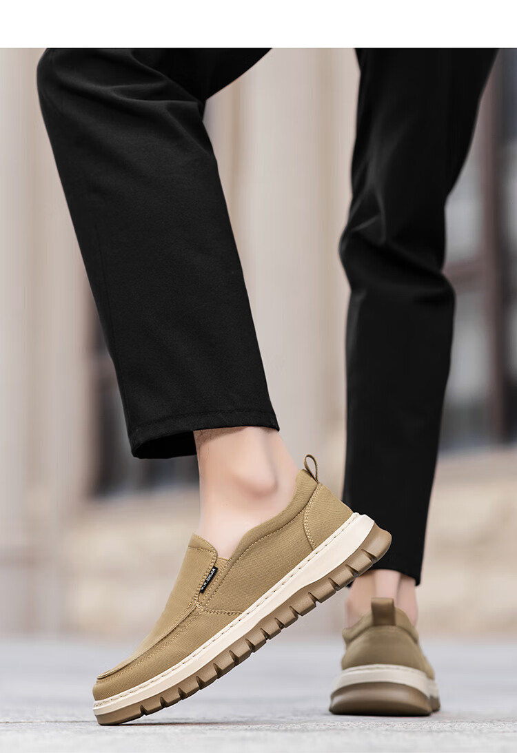 Bull Family Men's Summer Breathable Old Beijing Cloth Shoes Soft Sole Lightweight Slip-On Casual Canvas Loafers Men's Moccasins 14