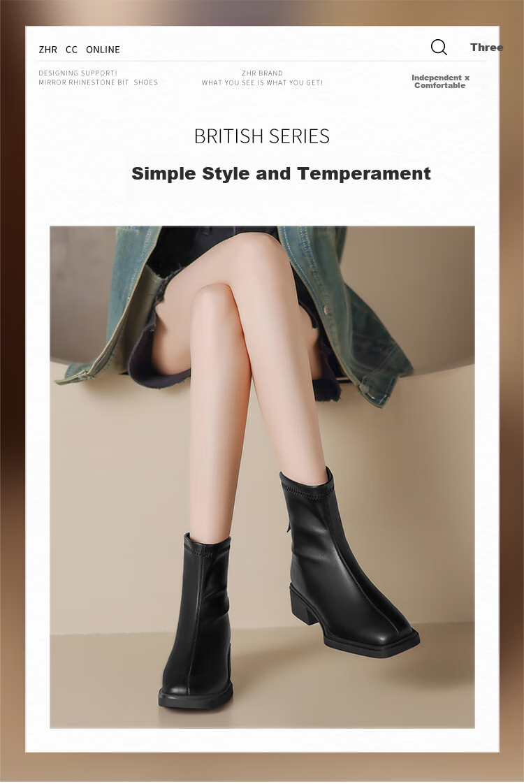 ZHR Women's Short Boots, Autumn And Winter Fleece-Lined, Warm Slim Boots, Fashionable Elegant Back-Zip Women's Boots, BL210A, Black, Size 35 1