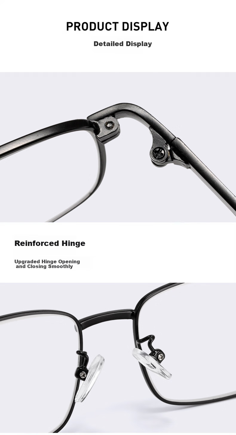 GOGOSOON Titanium Frame Crystal Reading Glasses for Men, Pure Natural Crystal Stone Glasses, High-Definition Ultra-Light, High-End Titanium Frame Vintage Gold 7