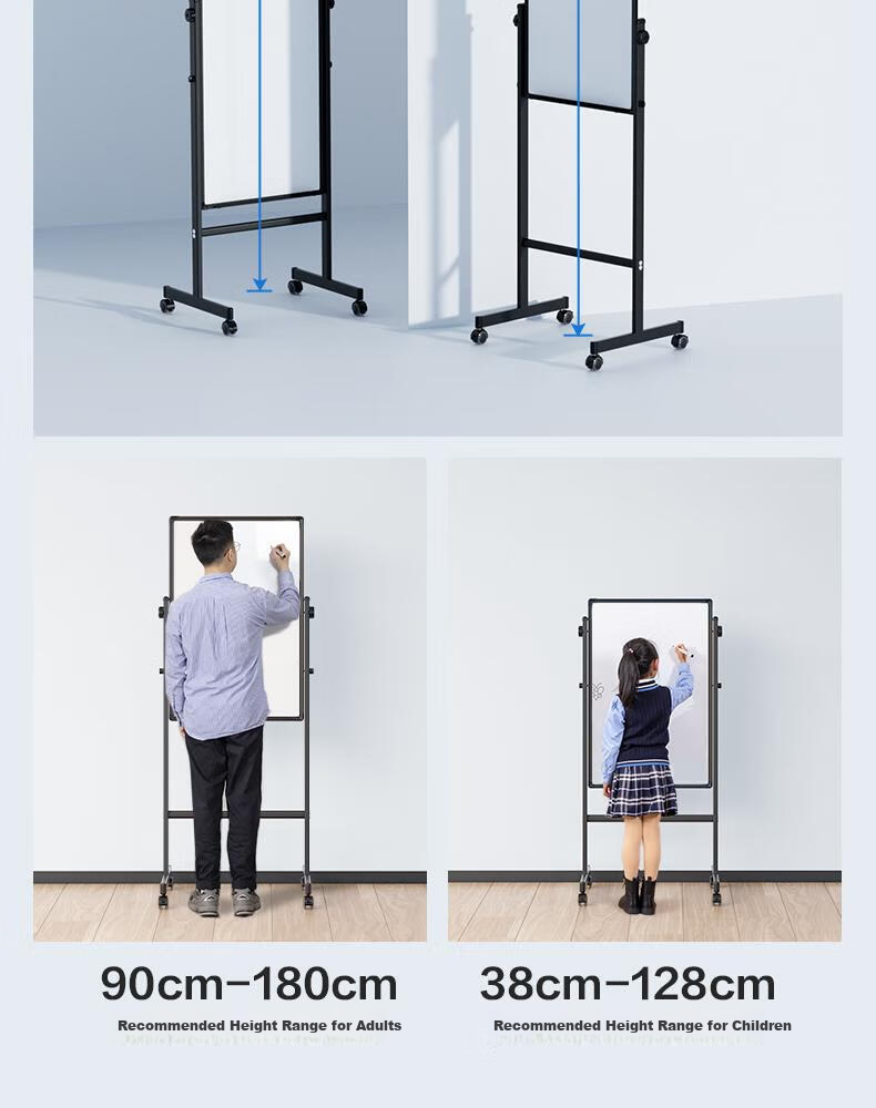 Deli High-End Home Model 60*90cm H-Shaped Stand Whiteboard, Double-Sided Writing Movable Height Adjustable Children's Drawing Board/office Meeting Whiteboard Blackboard/writing Board 50091 6