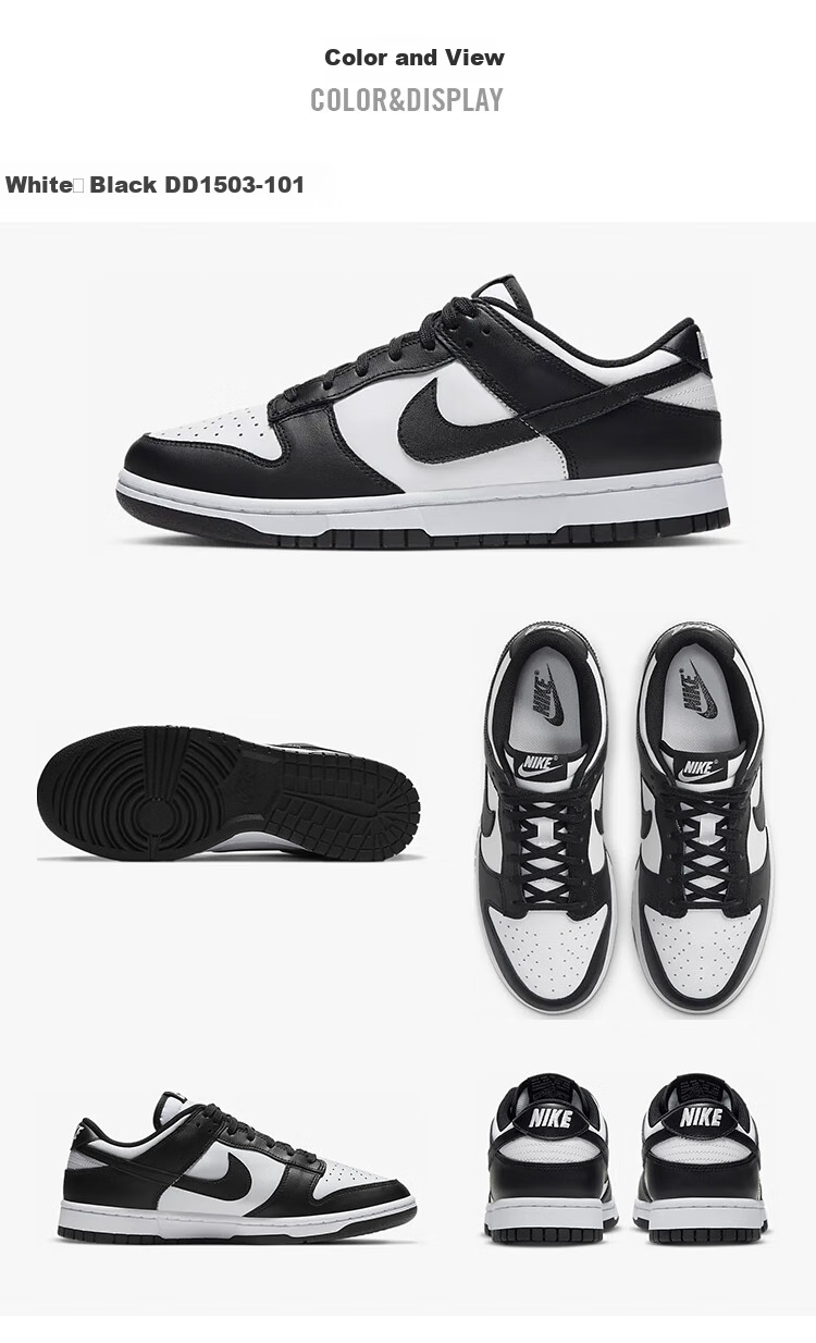 NIKE Women's Casual Skateboarding Shoes, DUNK Sneakers DD1503-101 White And Black, Size 35.5 4
