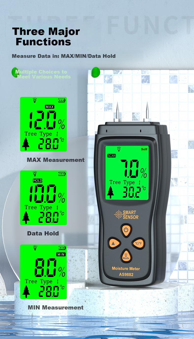 Xima AS9882 Wood Moisture Meter, High-Precision Wood Humidity Tester, Wood Moisture Content Measuring Instrument 5